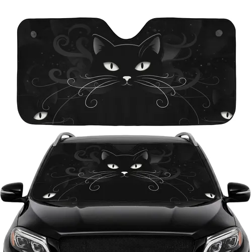 Black Cat Cosmic Galaxy Travel Essentials - Cat Lover Car Interior Upgrade Car Sunshade