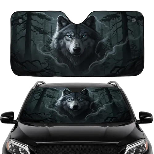 Majestic Wolf Head Forest Misty Mountain - Wolf Lover Road Trip Gift Car Sunshade