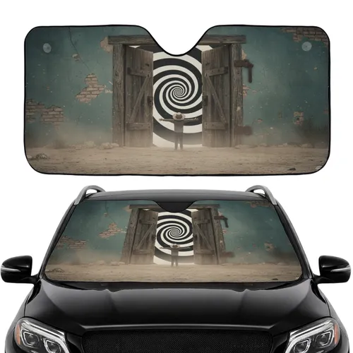 Small Child Hypnotic Portal Weathered Door - Travel Essentials Gift Car Sunshade