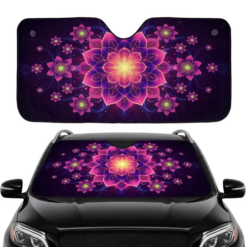 Ethereal Glowing Mandala Floral - Car Interior Upgrade Road Trip Gift Car Sunshade