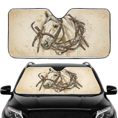 Majestic Horse Head Equestrian Tack Travel Essentials - Horse Lover Gift Car Sunshade