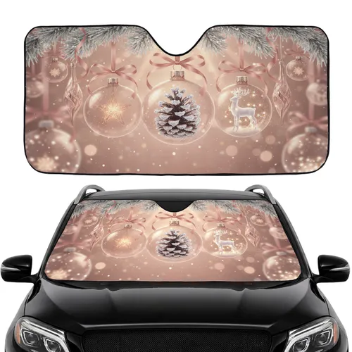 Shimmering Pinecone Star Deer Glass Ornaments Frosted Branch - Christmas Road Trip Gift for Travelers Car Sunshade