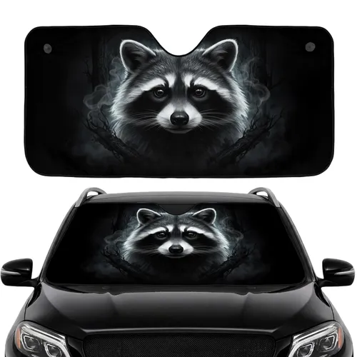 Realistic Raccoon Face Smoke Forest - Car Interior Upgrade Wildlife Lover Gift Car Sunshade