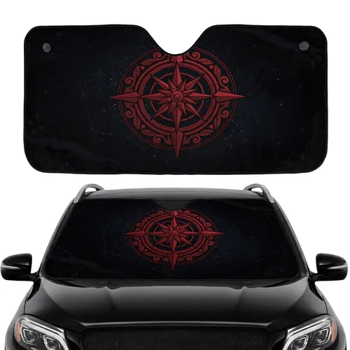 Aggressive Spiked Star Emblem Sharp Spikes Ornate Segments - Travel Essentials Car Sunshade