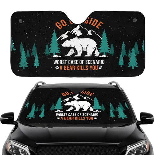 White Bear Snowy Mountain Pine Wilderness Adventure Explorer Road Trip Gift Car Sunshade