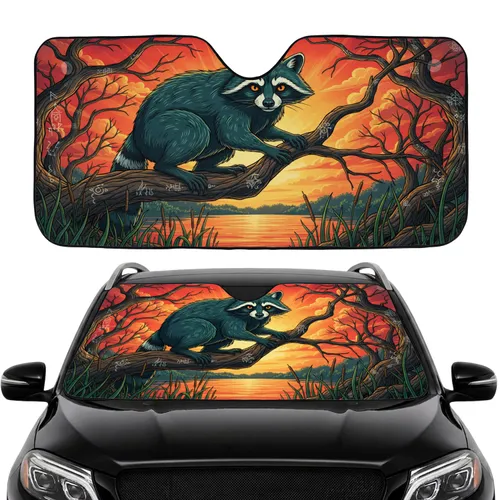 Stylized Raccoon Celtic Knot Tree Branch - Wildlife Lover Road Trip Gift Car Sunshade