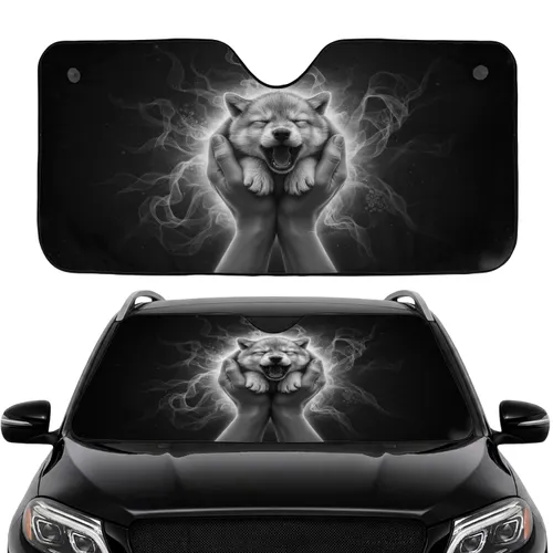 Baby Sloth Yawn in Cupped Hands - Road Trip Gift for Wildlife Lovers Car Sunshade