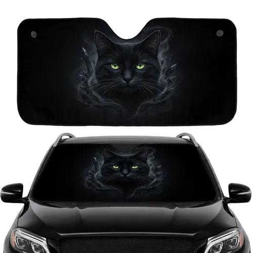 Black Cat Ethereal Smoke Shadow Glitter - Car Interior Upgrade Gift for Cat Lover Car Sunshade
