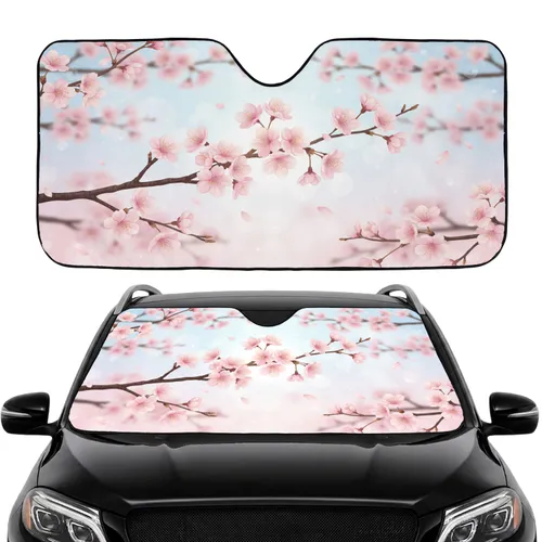 Lush Pink Cherry Blossoms Sakura Branch Drifting Petals Car Interior Upgrade Car Sunshade