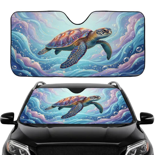 Majestic Sea Turtle Iridescent Scales Luminous Water - Car Interior Upgrade Car Sunshade