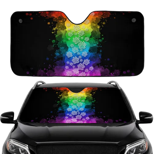Velvety Black Luminous Gradient Paw Prints Flowing Swirl - Car Interior Upgrade Car Sunshade