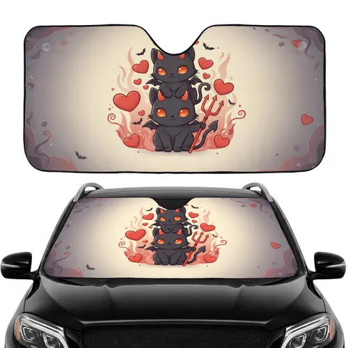 Black Devil Cats Mystical Forest - Car Interior Upgrade Cat Lover Gift Car Sunshade
