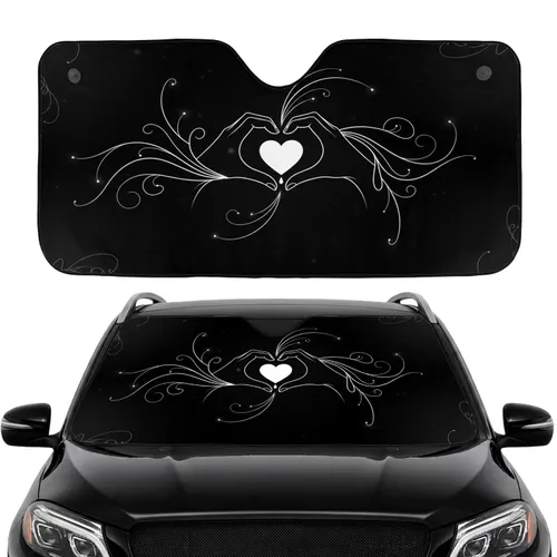 Interlocked Pinky Fingers Heart Tear Drop - Travel Commute Accessory Car Sunshade
