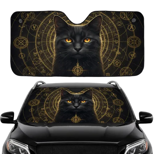 Black Cat Occult Sigils Celestial Charts Car Interior Upgrade Cat Lover Gift Car Sunshade