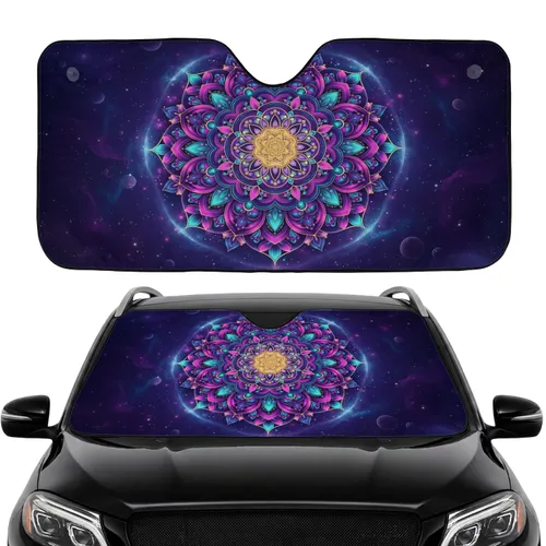 Floral Geometric Mandala Cosmic Stars Nebulae - Car Interior Upgrade Car Sunshade