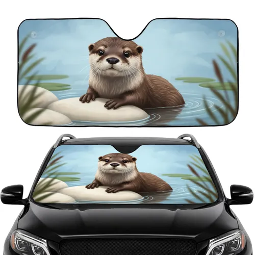 North American River Otter Golden Hour Wetland Car Interior Upgrade Car Sunshade