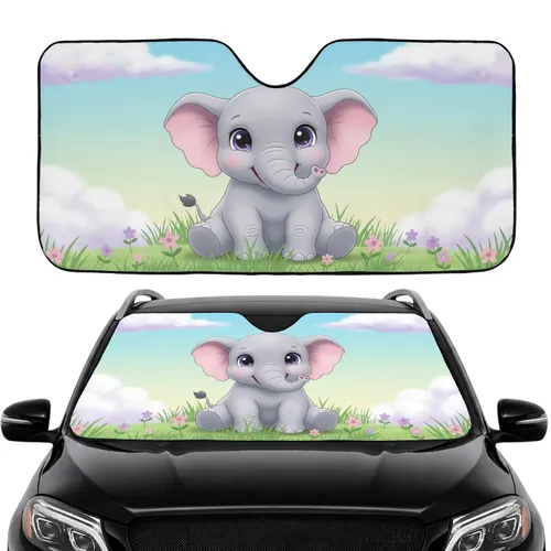 Baby Elephant Wildflower Savannah Car Interior Upgrade - Elephant Lover Gift Car Sunshade