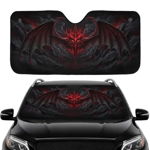 Ornate Demonic Emblem Dark Wings Gothic Stone Dark Energy - Car Interior Upgrade Car Sunshade