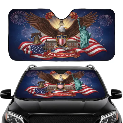 Bald Eagle American Flag Liberty Bell Independence Hall - 250 Years of Freedom Car Interior Upgrade Car Sunshade
