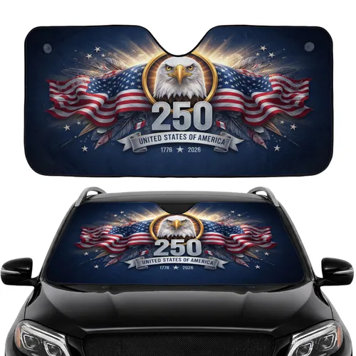 Bald Eagle American Flag 250th Anniversary 1776-2026 - Car Interior Upgrade Car Sunshade