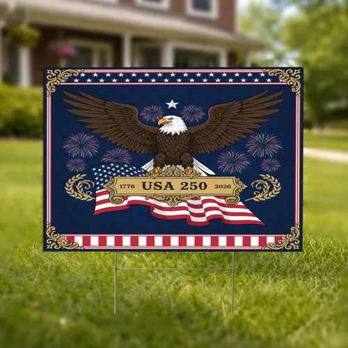 Bald Eagle American Flag 1776-2026 - USA 250th Anniversary Independence Day Celebration Yard Sign