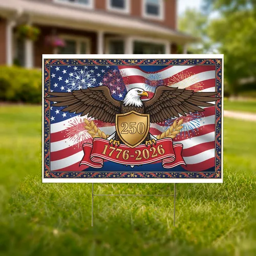 Bald Eagle American Flag 1776-2026 - USA 250th Anniversary Gift for Veterans Yard Sign