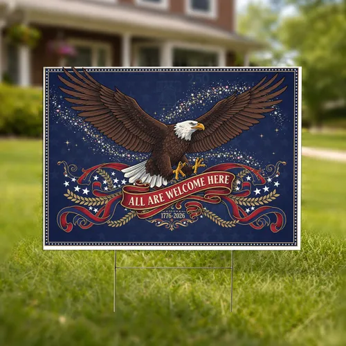 Bald Eagle American Flag 1776-2026 - USA 250th Anniversary Independence Day Celebration Yard Sign