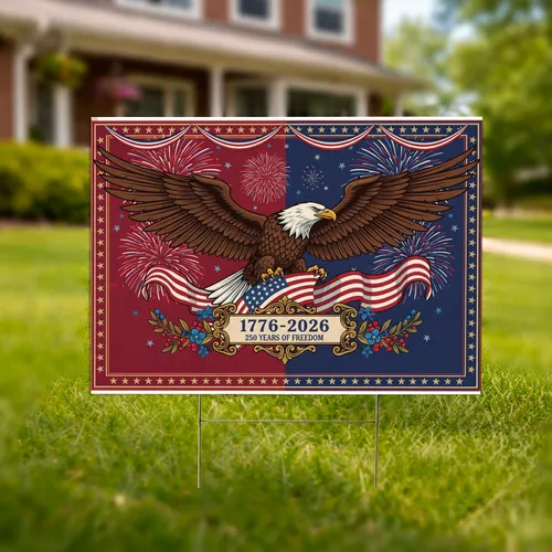 Bald Eagle American Flag 1776-2026 - USA 250th Anniversary Independence Day Yard Sign
