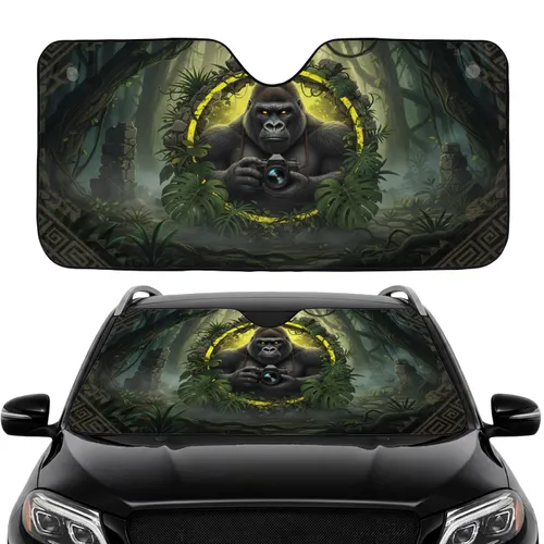 Yellow Border Silverback Gorilla Camera - Car Interior Upgrade for Photographer Car Sunshade