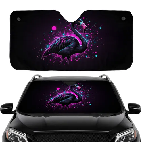 Neon Pink Blue Glow Flamingo Luminous Nebulae Rings - Car Interior Upgrade Car Sunshade