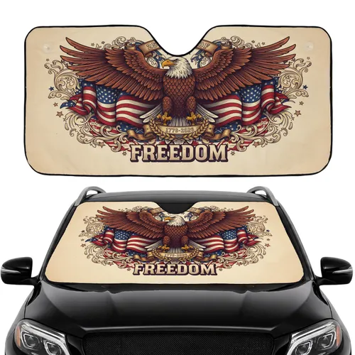 Bald Eagle American Flag 250 Years Freedom Road Trip Gift for Veterans Car Sunshade