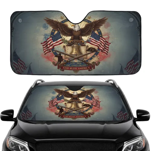 Bald Eagle American Flags United States 250th Anniversary Patriotic Road Trip Gift Car Sunshade