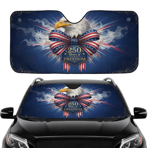 Bald Eagle American Flag Ribbon Bow - USA 250th Anniversary Commute Accessory Car Sunshade