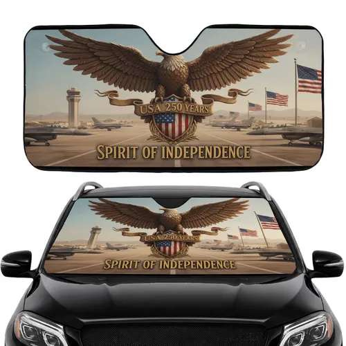 Bald Eagle American Flag Shield Fighter Jets USA 250 Years - Spirit of Independence Car Sunshade