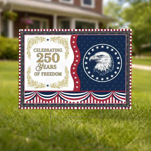 Bald Eagle American Bunting 1776-2026 - USA 250th Anniversary Independence Day Yard Sign