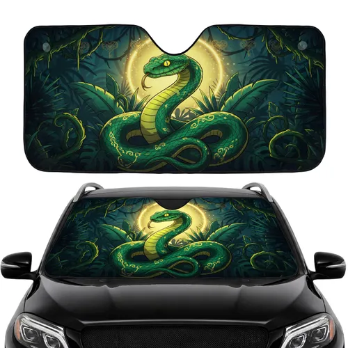 Majestic Snake Glowing Emblem Tropical Jungle - Car Interior Upgrade Road Trip Essential Car Sunshade