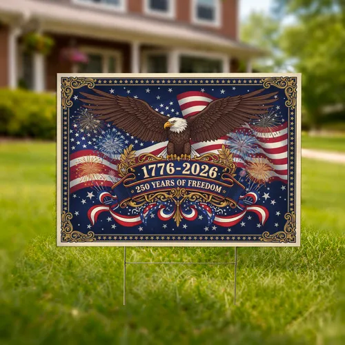 Patriotic Bald Eagle American Flag 1776-2026 - USA 250th Anniversary Freedom Yard Sign