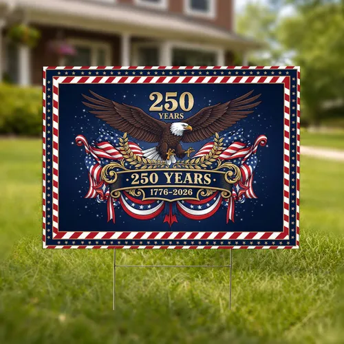 Bald Eagle American Flag 1776-2026 - USA 250th Anniversary Patriotic Gift for Veterans Yard Sign