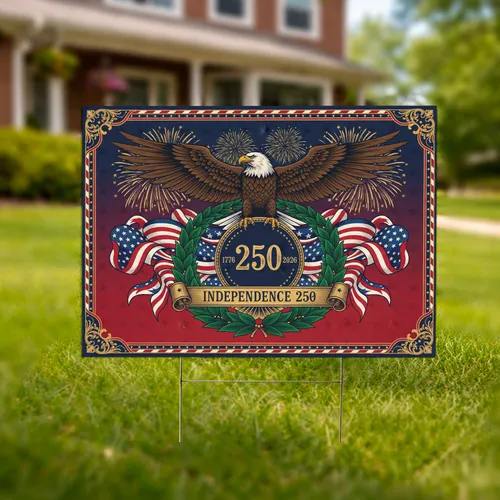 Bald Eagle American Flag 1776-2026 - USA 250th Anniversary United We Stand Yard Sign