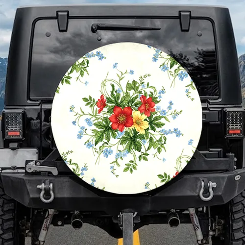 Botanical Blossoms Leaves Flowers Vines - Travel Essentials Home Decor Gift Spare Tire Cover