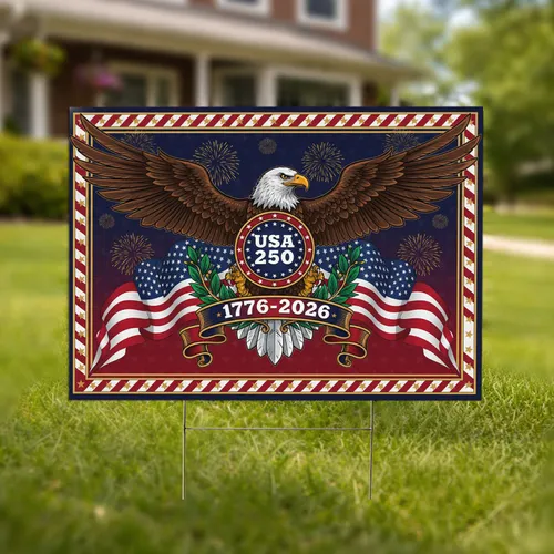 Bald Eagle American Flag USA 250 1776-2026 - 250th Anniversary Gift for Veterans Yard Sign