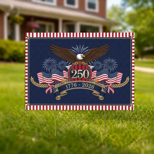 Bald Eagle American Flag 1776-2026 - USA 250th Anniversary Patriotic Display for Veterans Yard Sign