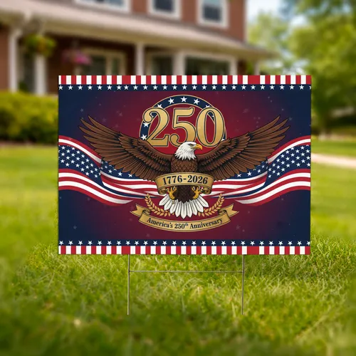 Bald Eagle American Flag 1776-2026 - USA 250th Anniversary Independence Day Yard Sign