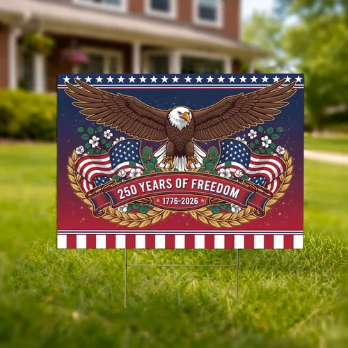 Bald Eagle American Flag 1776-2026 - USA 250th Anniversary Independence Day Patriotic Gift Yard Sign