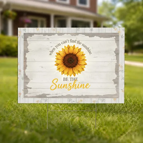 Sunflower Motivational Sunshine Rustic Wood - Farmhouse Yard Decor Gift Yard Sign