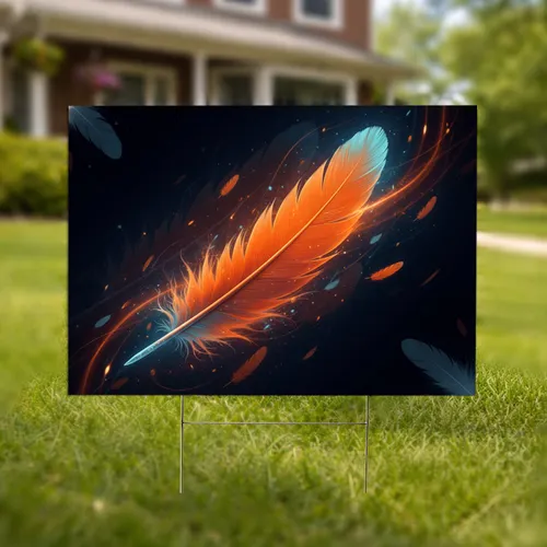 Vibrant Orange Feather Plumage - Nature Lover Home Decor Gift Yard Sign