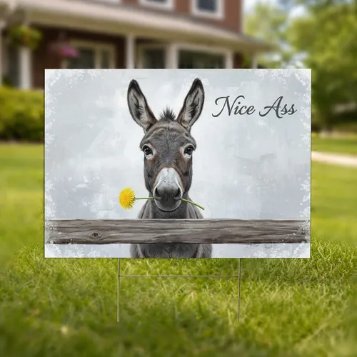 Nice Ass Donkey Dandelion - Funny Farmhouse Decor Gift for Animal Lover Yard Sign