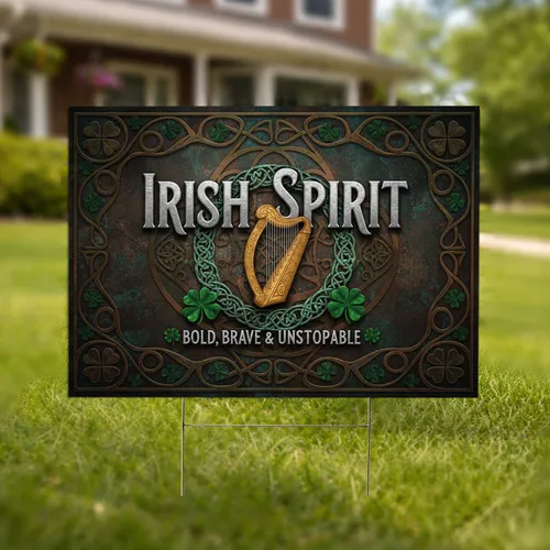 Celtic Harp Irish Spirit Shamrock Knot - Irish Heritage Home Decor Gift for Celtic Lover Yard Sign