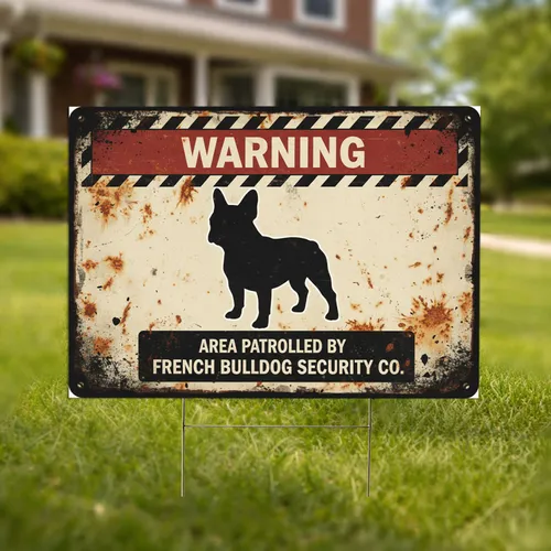 French Bulldog Warning Sign - Home Security Decor for Dog Owners Yard Sign