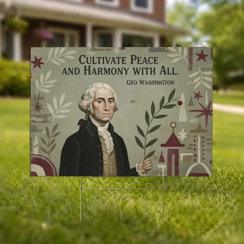 George Washington Cultivate Peace Harmony - Patriotic Home Decor Gift for History Lovers Yard Sign